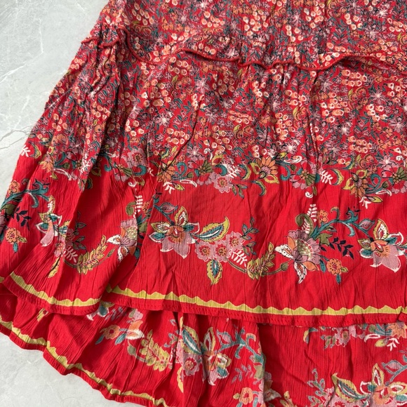 Women’s Angie Floral Maxi Flowy Slit Dress Boho Smocked Hippie Cottage Small - Picture 7 of 16